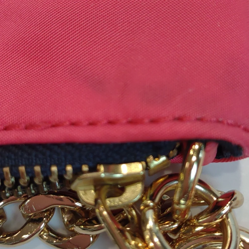 Juicy Couture Louisa Hot Pink Everyday Nylon Crossbody Bag Tassel Gold Chain